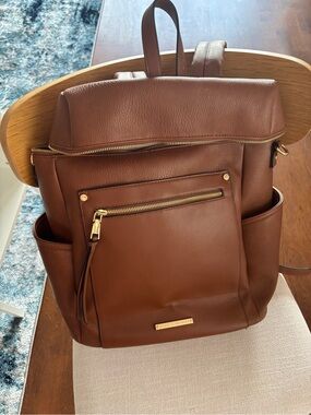 Poppy & Peonies Cognac Commuter Backpack